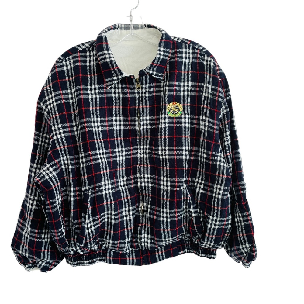Burberry Reversible Plaid + White Bomber Jacket Vintage